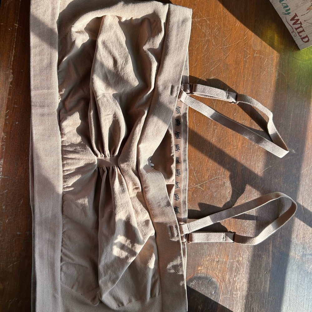 YITTY Tan Strapless Top with Logo Detail